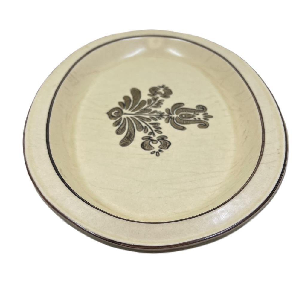 Pfaltzgraff Stoneware Oval Server Platter Brown Cream Village Pattern (6-16)